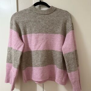 H&M Women's Sweater in Pink and Tan Stripes